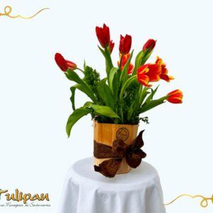 Balde con tulipanes